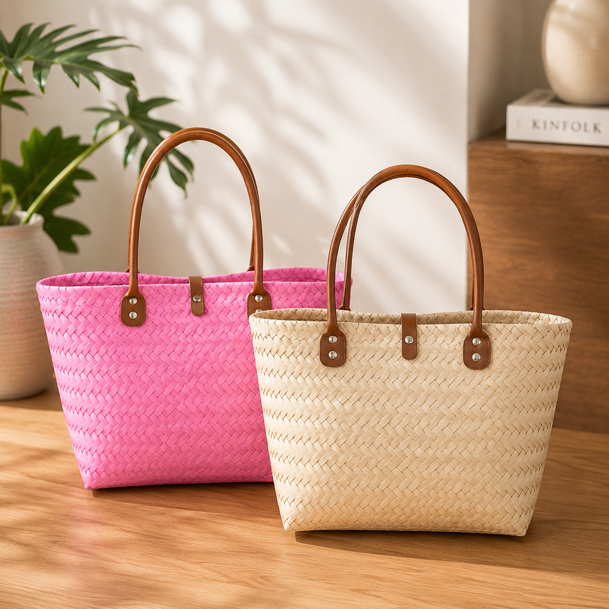 Natural Woven Market Tote